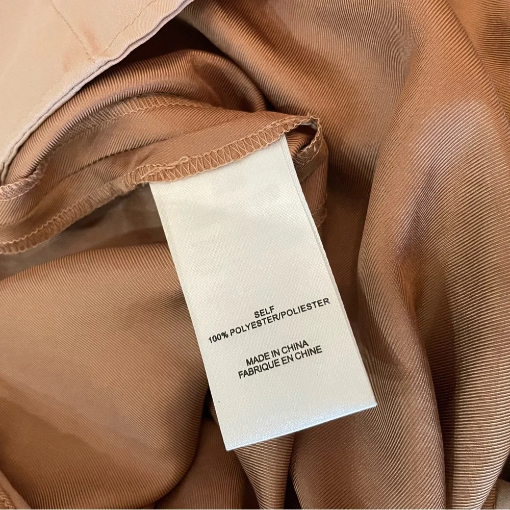 Tibi Medini Twill Pant in Sable Brown Sculpted Trousers Ankle Tie Pleat Skinny